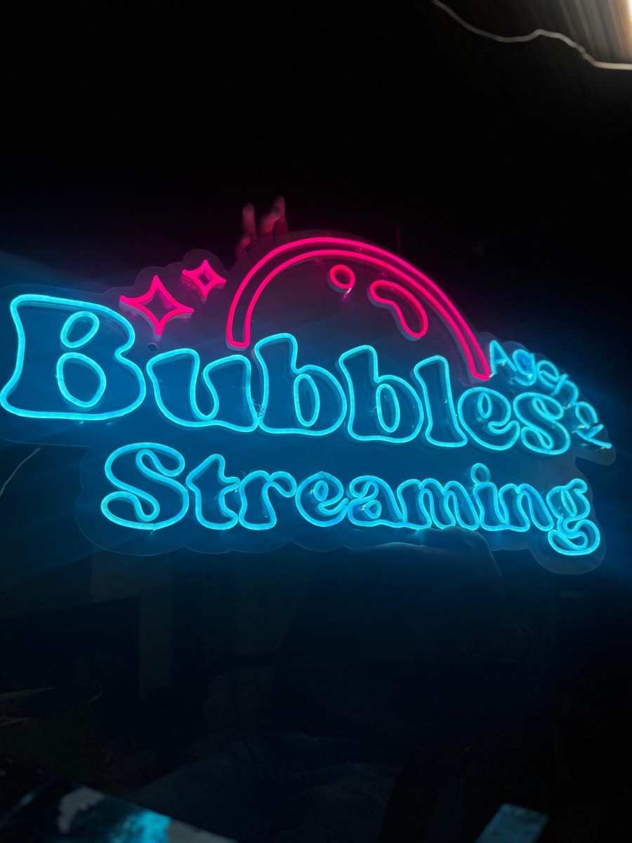 Neón Bubbles Streaming logo cyan rosa